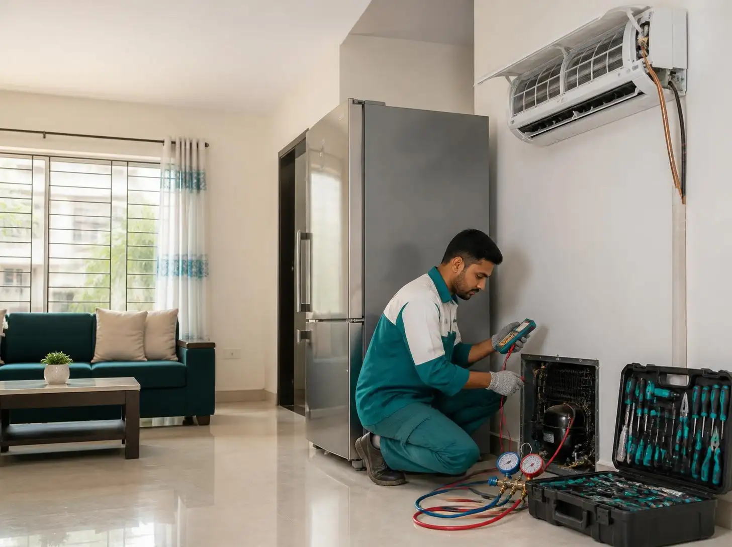 Joy Refrigeration & Engineering Works Ltd. fridge and AC repair technician at a home in Chandana Chowrasta, Gazipur