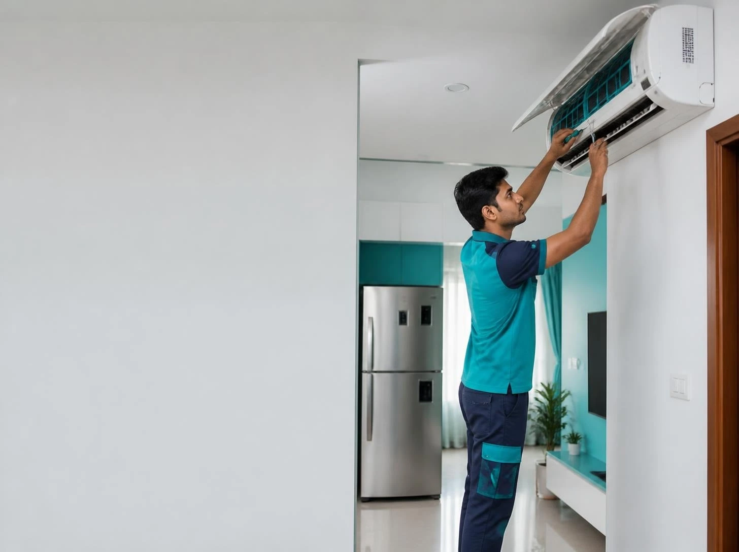 Fridge and AC repair technician servicing an appliance in Gazipur - Joy Refrigeration & Engineering Works Ltd.
