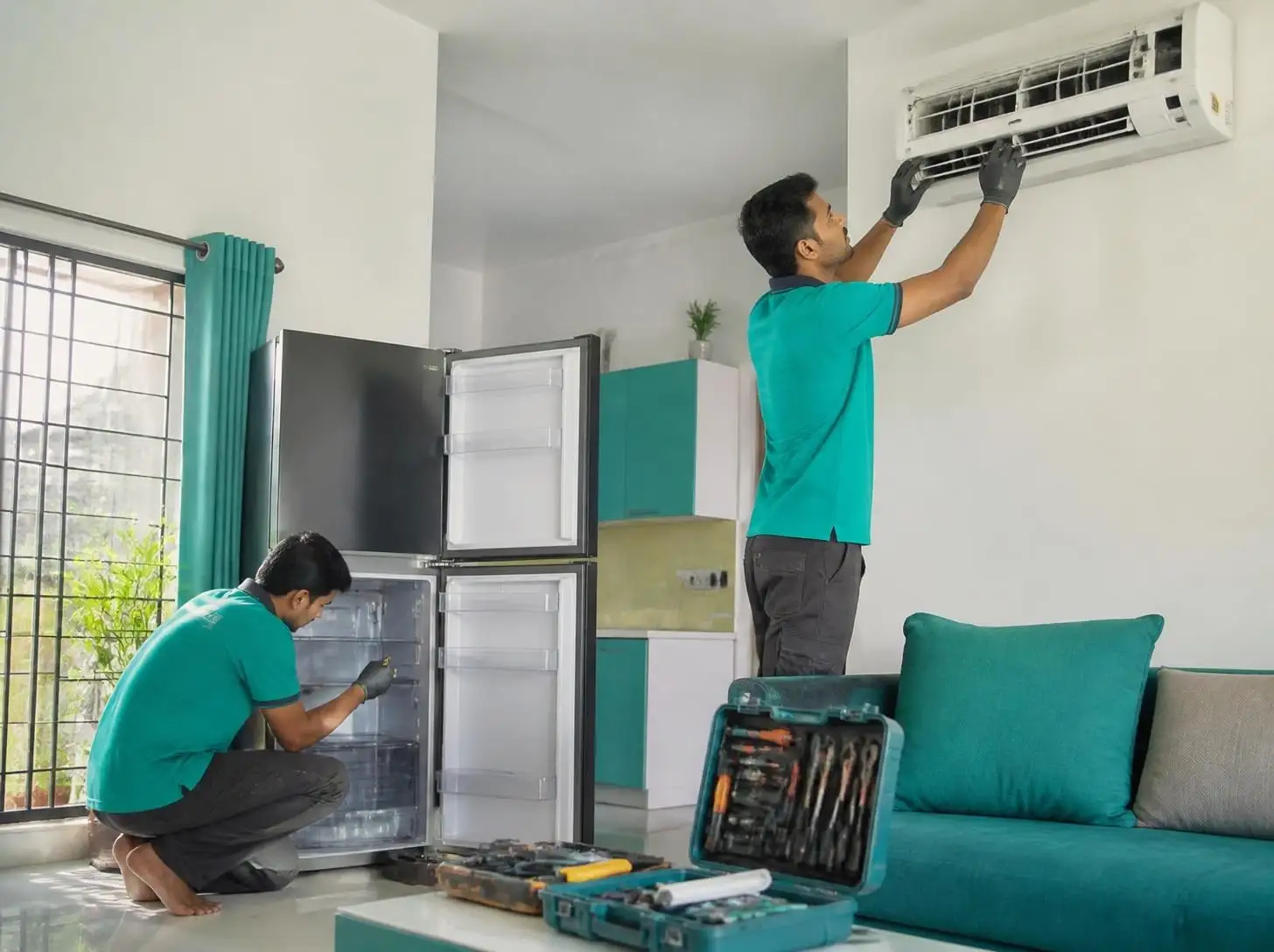 Joy Refrigeration & Engineering Works Ltd. fridge and AC repair technician at a home in Kaliganj, Gazipur