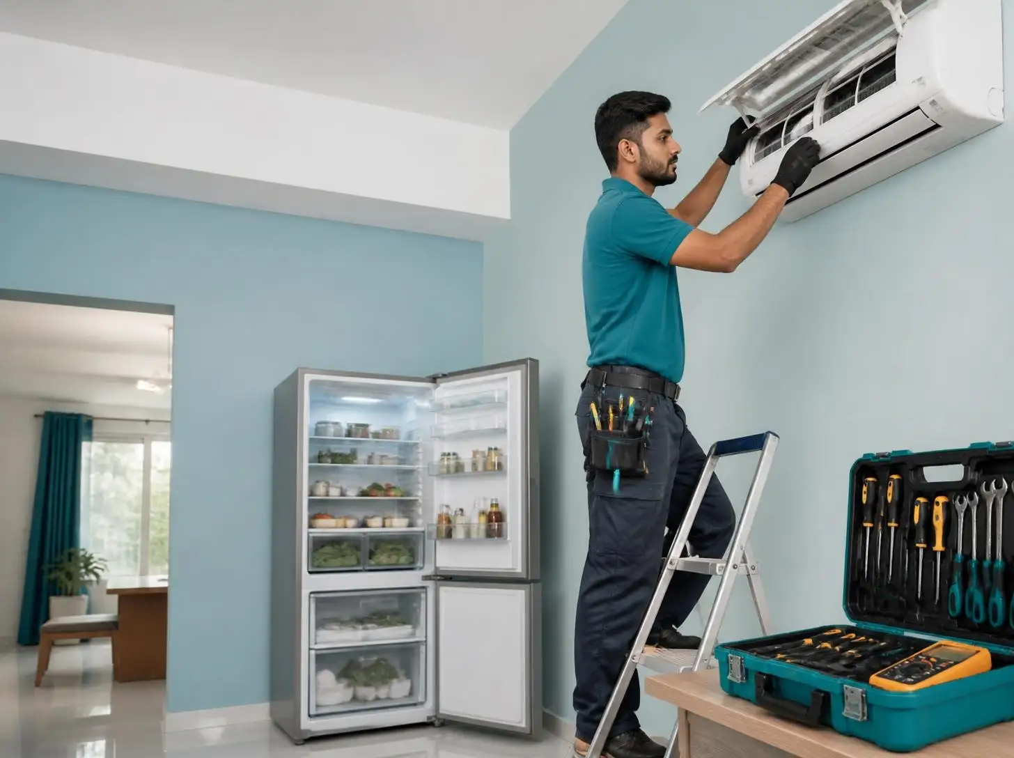 Joy Refrigeration & Engineering Works Ltd. fridge and AC repair technician at a home in Kapasia, Gazipur